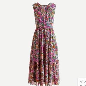 J Crew Tiered midi dress in Micro Meadow Floral